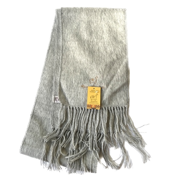 Alpaca Camargo Scarf Solid Light4Gray Rectangle 9" x  75" New Made in Peru - Picture 1 of 5